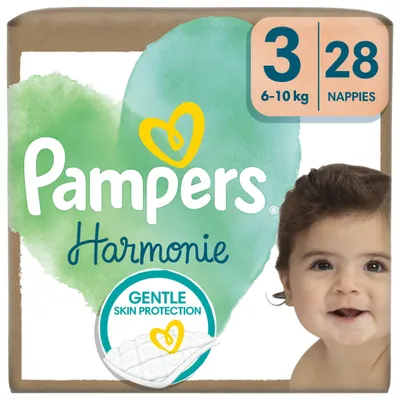 Zdjęcie produktu dla Pampers Harmonie Baby Pieluszki, rozmiar 3, 28 sztuk, 6kg-10kg