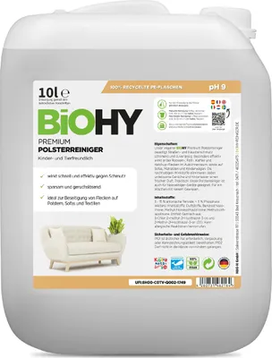 Produktbild von BiOHY Premium Polsterreiniger, Textilreiniger, Polsterreinigungsmittel, Sofa Reiniger – 1 x 10 Liter Kanister