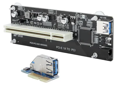 Obrázek produktu pro Rozšiřující karta s plastovým adaptérem z rozhraní PCIe na dvě PCI a 0,6 m propojovacím kabelem