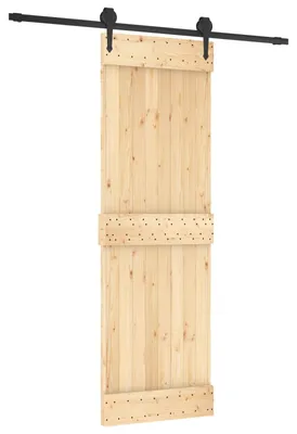 Image de Porte coulissante vidaXL, finition naturelle et noire, 70 x 210 cm, pin massif