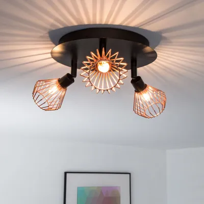 Produktbild von LED Deckenstrahler 3 flammig - Deckenspot mit stilvollen Draht-Schirm