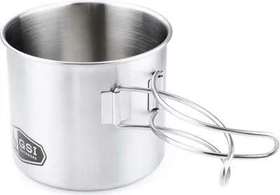 Produktbild von GSI Outdoors Edelstahlbecher mit Klappgriff 591 ml 591 ml, 139 g, silber; 68214