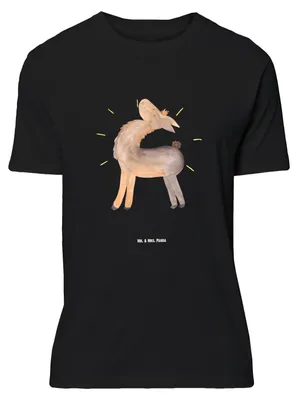 Produktbild von Mr. & Mrs. Panda Größe M T-Shirt Lama Stolz - Schwarz - Geschenk, Herren, Tshirt, mit Spruch, Family, Lamas, Beste Freundin, Hippie, Shirt, Familie