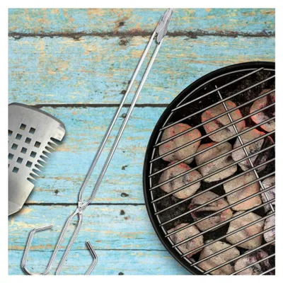 Produktbild von 5 Stück Holzkohle Scherenzangen 36 cm Edelstahl Kohleklemme mit langem Griff für Grillen und Outdoor