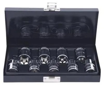 Produktbild von KS Tools 918.4410, Steckschlüssel-Satz, 1/2", 9 Kopf/Köpfe, Chrom-Vanadium-Stahl, DIN 3120, ISO 1174, 1 kg