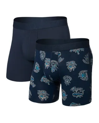 Produktbild von Saxx Boxershorts 2er-Pack DropTemp Cooling Baumwolle, Navy/Dunkelblau, Ballpark Pouch®, mit Fly, Gr. S