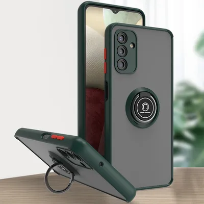 Image de Étui pour Samsung Galaxy A13 5G étui en TPU translucide mat avec porte-anneau et support vert foncé
