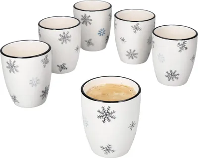 Obrázek produktu pro 6x Olove moka hrnek 120ml kameninový vánoční hrnek se sněhovou vločkou