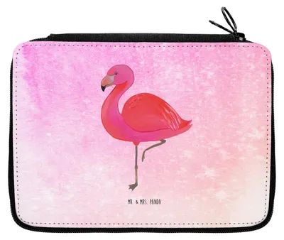 Produktbild von Mr. & Mrs. Panda Federtasche Flamingo Classic - Aquarell Pink - Geschenk, Federmäppchen, Rosa, Etui, Geschwister, Prächtig, Spruch, Schlampermäppchen, Ich, Federmappe