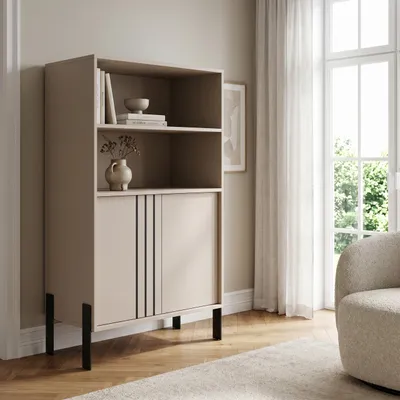 Produktbild von Masseno Kommode VALOZA 120 cm Sideboard mit 3 Schubladen und 2 Türen für Wohnzimmer Schlafzimmer Modern 120x40x87 cm Kaschmir