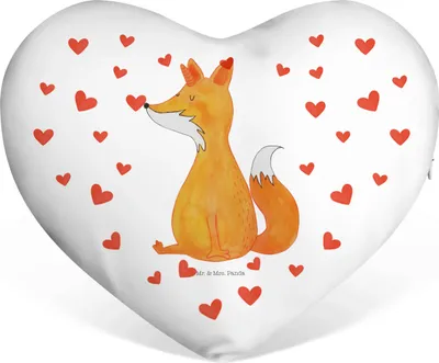 Produktbild von Mr. & Mrs. Panda Kuschelkissen Einhorn Fuchs - Weiß - Geschenk, Kissen Herz, Herzkissen, Einhörner, dekoartikel, Unicorn, Füchse, Unicorns, Sofakissen, Dekokissen
