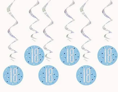Zdjęcie produktu dla Wiszące spirale na 18 urodziny niebieskie, 6 sztuk