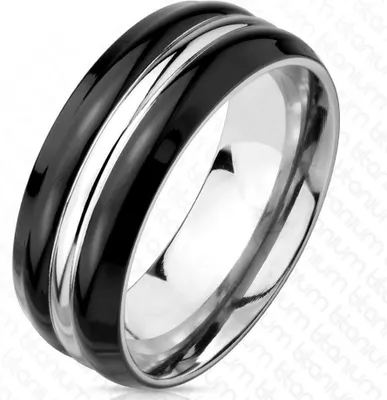 Produktbild von 64 (20.4) Ring gestreift schwarz silber aus Titan Herren