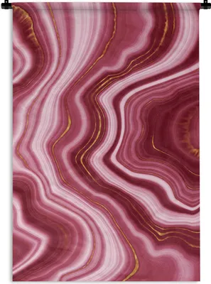 Produktbild von MuchoWow® Wandteppich Wandbehang Marmor - Rosa - Golden 120x180 cm Tapisserie Dekoration Wandtuch - Schlafzimmer - Dekorationen für das Haus