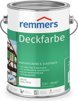Produktbild von Remmers Deckfarbe weiß (RAL 9016) 2,5 l, Holzlack