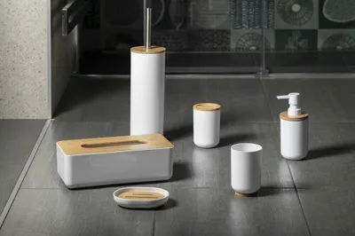 Obrázek produktu pro Stojící WC štětka SNOW, bílá/bambus