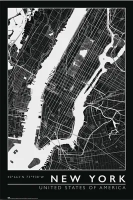 Obrázek produktu pro Mapa města - New York - plakát plakátový tisk - velikost 61x91,5 cm