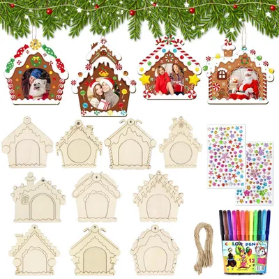 Immagine prodotto di Kit per creare decorazioni natalizie: 10 elementi in legno da decorare con colori e accessori