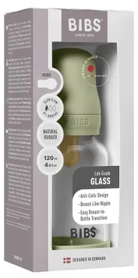 Productafbeelding van Bibs Glas Latex Slow Flow Babyfles 0+ Maanden Sage (1 stuk)