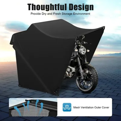 Image de Garage pliable pour moto - Noir - Tissu Oxford - 270x105x155 cm - Protection pour moto