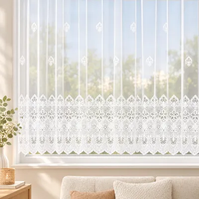 Produktbild von Fertigstore "Luan" weiß mit Gardinenband - Größe (HxB): 145x300cm Farbe: Weiß