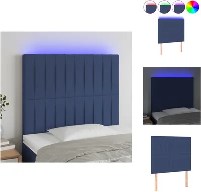 Produktbild von vidaXL LED Kopfteil Blau 100x5x118/128 cm Stoff -  Kopf- & Fußenden