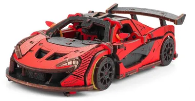 Eco Wood Art (EWA) DIY 3D Mechanical Model Racing Car Red, 4073, 21x9,5x5,7cm