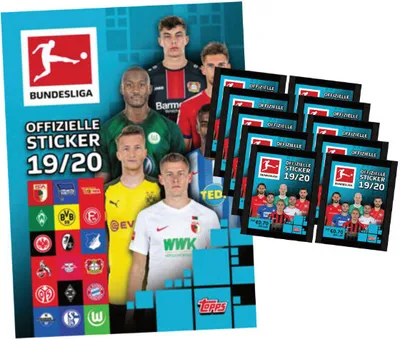 Produktbild von Topps Bundesliga Sticker 2019 / 2020 - 1 Album + 10 Tüten ( 50 Sammelsticker )