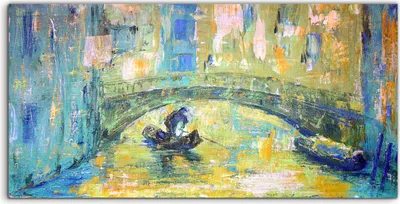 Produktbild von Coloray - Glasbild - 120x60 cm - Wandbild - Glasbilder - Venezianischer Kanal Boot und Brücke