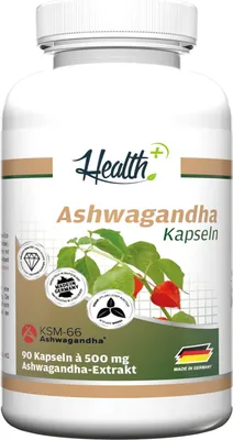 Produktbild von HEALTH+ ASHWAGANDHA mit KSM-66, 90 Kapseln