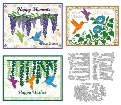 Produktbild von Set aus 3 Stanzformen für Blumen- und Weinranken für Scrapbooking