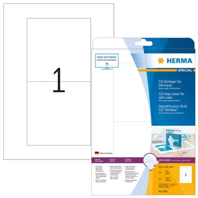 Produktbild von HERMA CD-Einleger A4 weiß 121x242 mm nicht klebend 25 St.