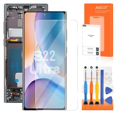 OLED-Display für Samsung S22 Ultra 5G, 6,8 Zoll, Schwarz mit Rahmen
