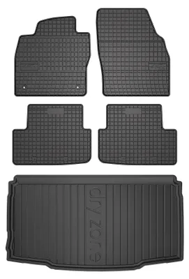Productafbeelding van Rubberen automatten + kofferbakmat voor Seat Ibiza V vanaf 2017 (hatchback) – 5-delig, zwart, op maat – Wielganizator SolidPRO