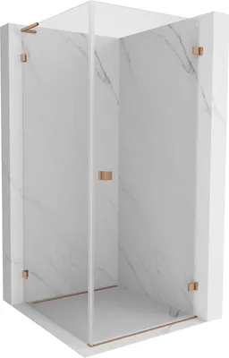 Produktbild von Mexen Lunar-B L Duschkabine, schwenkbar, rechts 80 x 80 cm, transparent, gebürstetes Kupfer - 832L-080-080-65-00-P