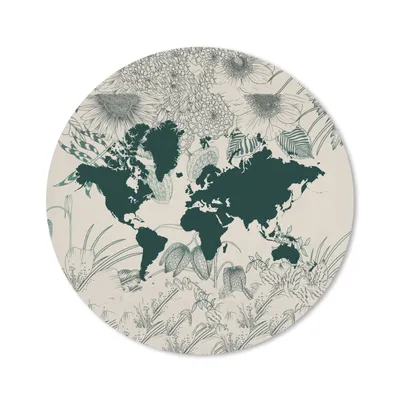 Produktbild von MuchoWow® Mauspad Mousepad Weltkarte - Blumen - Pflanzen 50x50 cm - Mousepads - Maus Mat - Pad - Mausunterlage - Vinyl