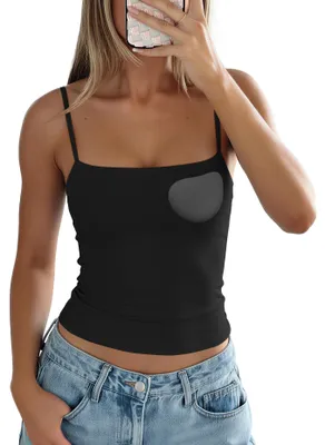 Produktbild von Darong Damen Tank Tops mit integriertem BH Spaghettiträger Crop Tank Top Sommer