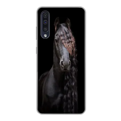Produktbild von MuchoWow® Handyhülle Schutzhülle Hülle für Samsung Galaxy A30s Pferde - Friesisch - Mähne - Schwarz - Tiere Silikon Softcase Handy Hülle - Karteninhaber
