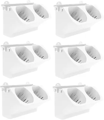 Imagen del producto de Juego de 6 macetas colgantes de macramé para plantas, macetas verticales para jardín, cestas de pared, macetas de auto-riego, soportes de pared, color blanco, para interior y exterior