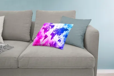 Produktbild von MuchoWow® Zierkissen Sofakissen Wohnzimmer Dekokissen 60x40 cm Weltkarte - Rosa - Lila - Kopfkissen - Polster mit Foto