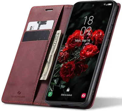Image de SPACECASE Etui portefeuille à rabat pour Galaxy S24 Rouge