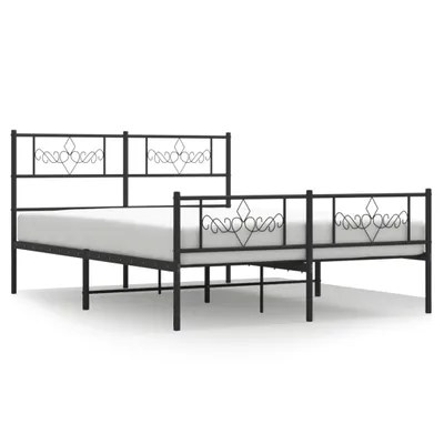 Image de vidaXL Cadre de lit avec tête et pied de lit en métal noir 120x190 cm