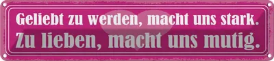 Produktbild von vianmo Blechschild 10x46 cm Geliebt zu werden, macht uns stark Spruch Zitat