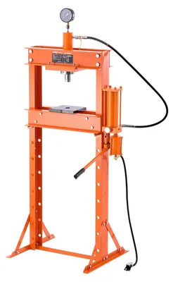 Obrázok produktu pre Hydraulický dielenský lis VEVOR 20 t (H-rám) s lisovacou doskou, nastaviteľný hydraulický lis (max. valec 14 cm) s trojuholníkovou podperou, vhodný na ohýbanie, rovnanie a dierovanie Orange