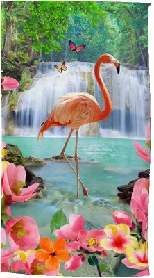 Produktbild von Good Morning Strandtuch Flamingo - 100x180 cm - 100% Mikrofaser