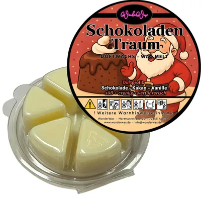 Produktbild von WonderWax Duftwachs Weihnachten Wax Melts für Duftlampe, 6 Ecken Duftmelt Wachsmelt Sojawachs Duftwachs Würfel für Raumdüfte, Wachs Duftöl Winter Indoor Schmelzen für Aromalampe Schokoladentraum
