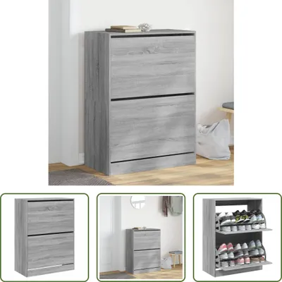 Obrázek produktu pro The Living Store Botník se 2 chlopněmi Grey Sonoma 80x42x108 cm