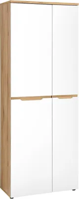 Produktbild von Büroschrank - 75 x 197 cm - 4 Türen - Mauvella Eiche Nachbildung - Weiß supermatt
