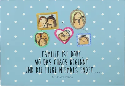 Produktbild von Mr. & Mrs. Panda Vesperplatte Igel Familie - Blau Pastell - Geschenk, Glas Schneideplatte, Frühstücksbrett, Glück, Bilder, Hackbrett, Muttertag, Servierplatte, Liebe