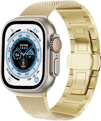 Produktbild von Strap-It Apple Watch Ultra Milanese-Stahlarmband (Gold)